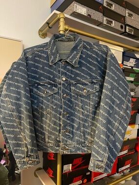 Alexander Wang White-on-Blue Logo Denim Jacket